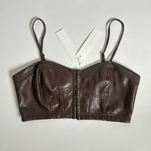 Jonathan Simkhai Korina Faux Leather Corset Crop Top